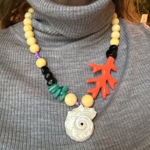 Handmade statement necklace | Colorful beads | asymmetry | beach vibes | quirk